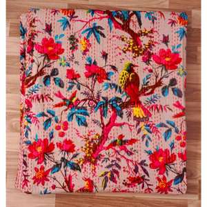 Manta Vintage Acolchada a Mano de Algodón 100% Puro, Ecológica, con Estampado Floral Clásico Indio, Hecha a Mano, Tipo Kantha, para el Hogar, Venta al por Mayor - Product Image 5