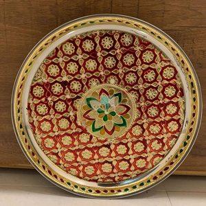 Nueva llegada Minakari Work Steel Pooja Thali Bienvenido Indian Wedding Favor Housewarming Return Gift Wedding Decor Diwali Gift - Product Image 4