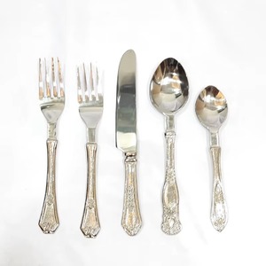 Silver Stainless Steel Lunch Flatware Set for School Giveaways Eco-Friendly <b>Thin</b> Stems/Handle Low Cost Table Decor Cutlery India - Product Image 1