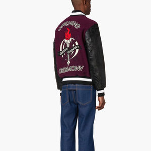 Custom Logo Wool Chenille Embroidery Baseball Varsity <b>Jacket</b> for Men High Vintage Blank Leather Sleeve Stand Winter Letterman - Product Image 5