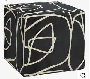 Pouf et ottoman de style campagnard, design exclusif, artisanal, en toile et cuir, inspiré de l'Inde - Product Image 1