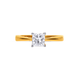 Anillo Solitario de Oro Amarillo de 18K, Anillo de Compromiso de Lujo con Diamante Corte Princesa en Oro Amarillo de 18K para Mujer, Clásico - Product Image 3