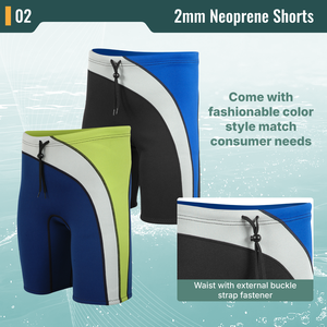 Pantalones Cortos de Neopreno Aropec de 2 mm, Pantalones de Traje de Buceo con Bloques de Color, Cierre de Hebilla Externa, Costuras Planas, Equipo de Surf y Buceo - Product Image 3