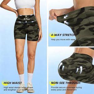 Shorts cyclistes taille haute écologiques personnalisables pour femme, en maille extensible sportive avec poches et taille élastique, vêtements de sport - Product Image 5