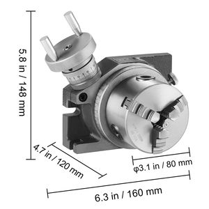 Tavola Rotante di Precisione 4/100 mm per Fresatrice, Design Versatile Orizzontale e Verticale, 3.1/80 mm a 3 Griffe per Vari Lavori Artigianali - Product Image 2