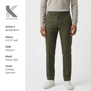 Pantalones Chinos de Algodón para Hombre, 340 g/m², Tejido Twill 2/2, Estilo Casual Elegante, Ropa de Trabajo, Fabricante y Proveedor OEM ODM - Product Image 2