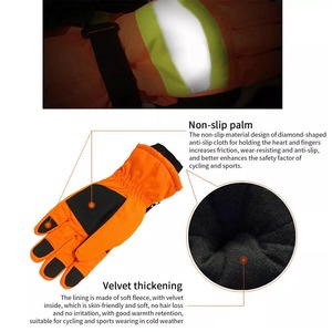 Gants Alpha Racing antidérapants coupe-vent à doigts entiers avec paume en cuir, rembourrage en mousse de 5 mm, compatibles écran tactile, fermeture auto-agrippante, unisexe - Product Image 2