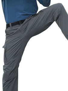 Pantalon de travail cargo gris pour homme, taille haute, plusieurs poches, séchage rapide, pantalon utilitaire pour activités de plein air - Product Image 6