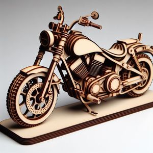DIY Wooden Cruiser Motorcycle <b>Model</b> <b>Kit</b> | 3D Laser Cut Wooden Puzzle | Mechanical Assembly Craft | Eco-Friendly STEM Educational - Product Image 1