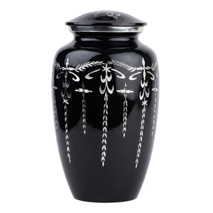 Handcrafted Matte Grey Metal Cremation Urn for Adult Ashes Silver Hand-Engraved Funeral <b>Memorial</b> Urn <b>Box</b> Wholesale - Product Image 5