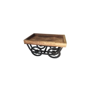 Aqdus Saleem Reclaimed Teak Wood Industrial <b>Rectangle</b> Cart <b>Planter</b> on Wheels | Wholesale Moradabad - Product Image 1
