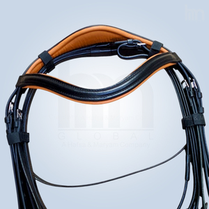 Custom English Equestrian <b>Black</b> Leather & Tan Soft Padded Contrast Anatomic Horse Bridle Tack <b>Harness</b> Set - Product Image 3