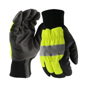 Gants de sécurité haute visibilité à doigts entiers avec bande réfléchissante antidérapants en cuir unisexe résistants à l'usure pour l'extérieur Alpha Racing - Product Image 1