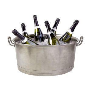 Fournitures pour événements : Glacière à champagne et à vin de 5 litres, grands bacs à boissons, finition antique en étain, articles de bar faits à la main - Product Image 1