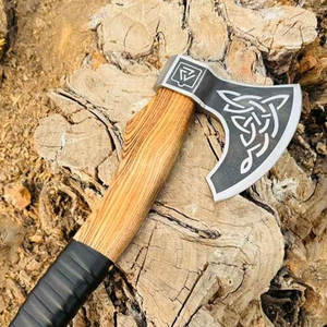 Viking Axe Nordic Bearded Style Industrial Grade Carbon Steel Blade <b>Carved</b> <b>Wooden</b> Decorative <b>Tool</b> High Quality Home Cabin Gift - Product Image 4