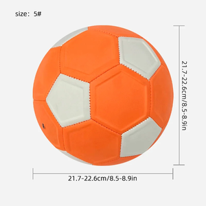 Balón de Fútbol Naranja y Blanco para Entrenamiento, Diseño de Paneles Resistente al Desgaste, para Interiores, Juvenil, Deportivo, Desinflado - Product Image 2