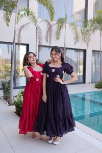 Most Beautiful Indian Wedding and Festival Wear Plus size Anarkali Gowns with <b>Beads</b> Embroidery Work Georgette Silk Material - Product Image 6