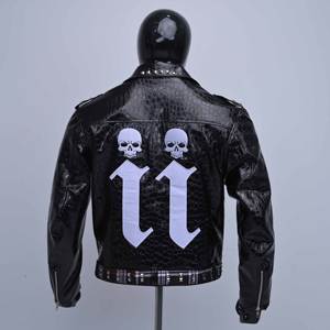 Veste en cuir d'hiver pour homme de qualité supérieure, logo personnalisé, imperméable, respirante, coupe-vent, en cuir de vache, style moto et motard, doublure en polaire - Product Image 5