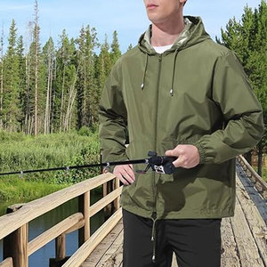 <b>Men's</b> Waterproof Hooded Stand Lightweight Packable Windbreaker <b>Jacket</b> Customizable Sporty for Hiking <b>Cycling</b> Running Fishing - Product Image 3