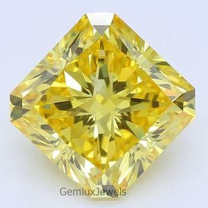 Diamante Sintético Suelto de 7 Quilates, Corte Radiante Cuadrado Personalizado, Color Amarillo Intenso, Certificado IGI, Claridad VS - Product Image 1