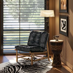 Fauteuil d'appoint Oxford 26,5 pouces en cuir noir, style Mid-Century Modern, pour salon - Product Image 3