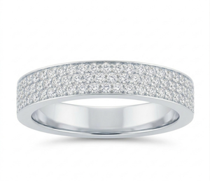 Aniva RNP02 Anillo de Eternidad Moderno para Hombre, Oro Blanco de 18K, Diamantes Cultivados en Laboratorio EF VVS, Triple Hilera, Pavé Completo, Certificado IGI - Product Image 1