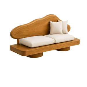 Canapé ARTERRA Premium en teck écologique durable, moderne, trois places, rembourré en mousse, sans accoudoirs, semi-circulaire, pour salon - Product Image 2