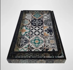 Bandeja impresa de madera de alta calidad Precio barato Diseño único Bandeja impresa MDF hecha a mano de La India - Product Image 2