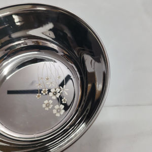 Bol de préparation de cuisine en acier inoxydable personnalisable - Plat de service à motif floral imprimé au laser - Bol en métal durable de qualité alimentaire - Product Image 2