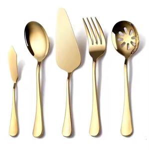 Juego de cubiertos de latón de lujo con acabado dorado y mango esmaltado, colección de utensilios de comedor, decoración elegante para mesa de boda - Product Image 5