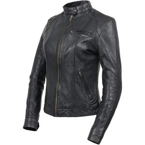 Chaqueta de Cuero Vintage SFL2811 para Mujer 2025, Negra con Cierre Frontal, Estilo Casual para Otoño, Ligera y con Patrón Sólido - Product Image 3