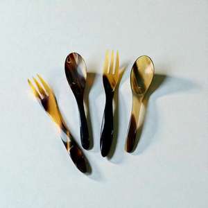 Cucharas y Tenedores Hechos a Mano de Cuerno de Búfalo Pulido Ecológico, Personalizables, Estilo Antiguo Tradicional, Juego de Cubiertos con Tacto Real, Perfecto - Product Image 5