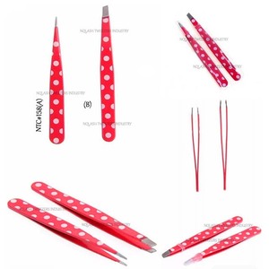 Pince à épiler professionnelle en acier inoxydable antistatique, durable, écologique, à pointe inclinée, design cœur rose - Product Image 2