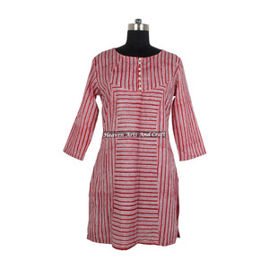 Vestido Túnica de Algodón con Estampado Artesanal para Mujer, Modelo DHB004, el Mejor Vestido con Estampado Artesanal - Product Image 1