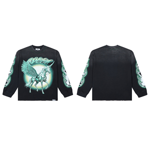 New Printed Pattern Vintage DUAA Long-Sleeve T-Shirt - Oversized Street Rock Style <b>for</b> Men and Women - Product Image 4