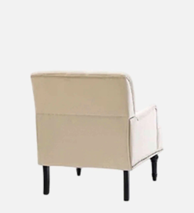 Fauteuil en tissu capitonné avec pieds en bois, chaise de loisirs confortable et rembourrée pour le salon, meubles de maison - Product Image 4
