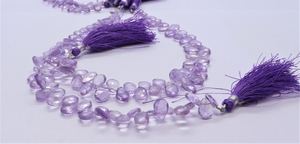 ลูกปัดอเมทิสต์สีชมพูธรรมชาติทรงหยดน้ำเจียระไนขนาด 5x7 มม. ความยาว 8 นิ้ว จากผู้ค้าส่ง - Product Image 2