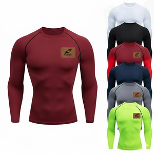 OEM Service Custom Logo Long Sleeve Gym Compression <b>Shirt</b> 100% Cotton Solid Pattern - Product Image 5