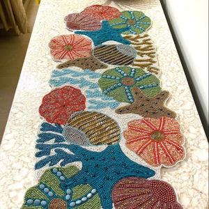 Camino de Mesa Hecho a Mano con Cuentas de Vidrio, Diseño de Conchas Marinas y Estrellas de Mar, para Bodas, Cenas, Hogar, Cocina, Banquetes y Decoración - Product Image 1