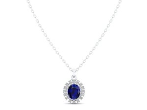 Collier pendentif REYES en argent sterling 925 avec moissanite taille ovale 2,5 carats et saphir bleu, bijoux pour femme - Product Image 5