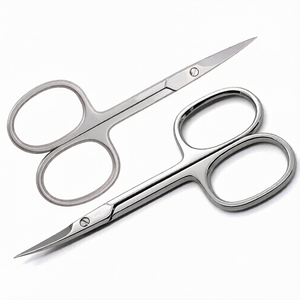 Pack of 2 Cuticle Scissors Set 3.5 Inch Straight & Curved Stainless Steel Manicure Pedicure <b>Nail</b> Care Professional Tools <b>Kit</b> - Product Image 1