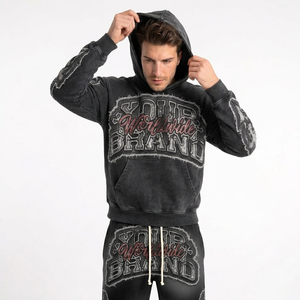 Sweat-shirt à capuche ample noir délavé à l'acide, style Y2K gothique, avec imprimé lettres vieillies, vintage, streetwear - Product Image 4