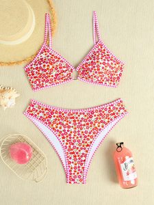 2026 New 2 Piece <b>Set</b> <b>Bikini</b> Beachwear <b>Sets</b> For Women Summer Sexy Colourful Pleated Floral Print <b>Triangle</b> Swimsuit High Waist - Product Image 6