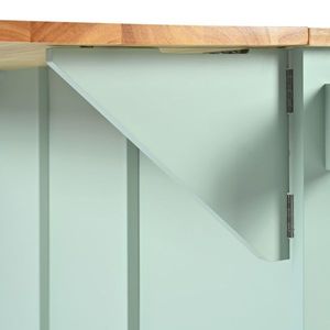 Carrello da Cucina a 5 Ruote con Piano Ribaltabile in Legno di Gomma, Struttura in Acciaio e Metallo, Ripiani Interni e Anta Armadietto - Product Image 5