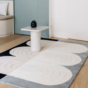 Hand Tufted Wool Silk Rug Carpet for Living Room Modern Geometric Area Rug Handmade Contemporary Carpet - Product Image 1