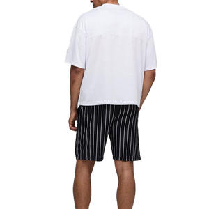 Top Selling Men's <b>Black</b> Striped Board Shorts For Men Lightweight <b>Fabric</b> Elastic Waist Drawstring Short Length Men's Swim Shorts - Product Image 2