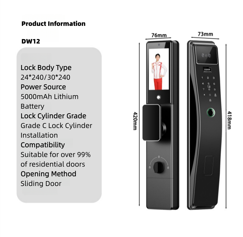 Biometric Smart Lock Aluminum/Steel Face Recognition Fingerprint NFC Remote Control Anti-Pry Alarm Cloud Via Tuya App Wi-Fi Wood · image 4