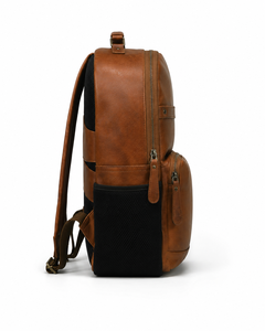 Classic Genuine Leather Breathable Laptop <b>Backpack</b> with Zipper Closure Front Pocket Unisex Softback 24L Capacity Office Use - Product Image 5