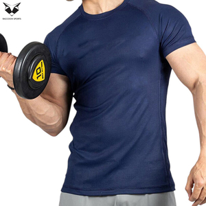 Camiseta Deportiva de Manga Corta para Hombre, Color Azul Marino, Cuello Redondo, Secado Rápido, Corte Ajustado, Tejido de Poliéster, Ropa Deportiva, Precio al por Mayor - Product Image 6