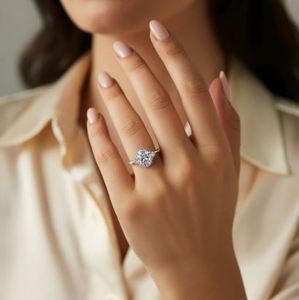 Oval Cut Moissanite Engagement & Wedding <b>Ring</b> <b>925</b> Sterling <b>Silver</b> Gold Plated Claw Setting Luxury - Product Image 2